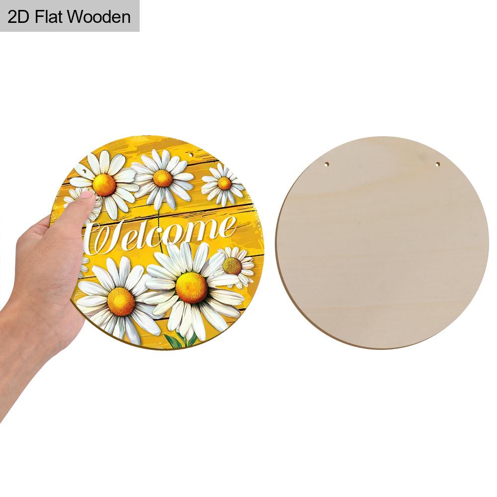 Daisy Welcome Wooden Sign, Charming Round Front Door Decor, Summer Floral Wall Hanging - Ideal Gift for Home & Garden Lovers