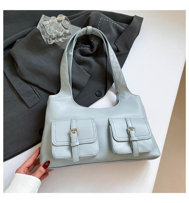 2025 new niche design underarm bag women's fashion shoulder bag personalized double pocket simple fashionable handbag tide