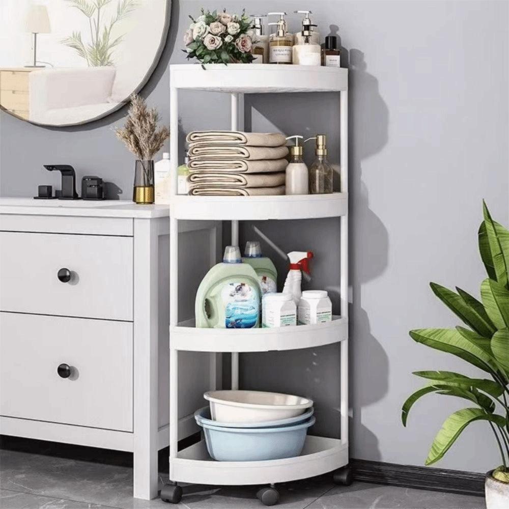 Multi-Tier Bathroom Storage Rack Large Capacity Rolling Cart Storage Rack Home Organizer