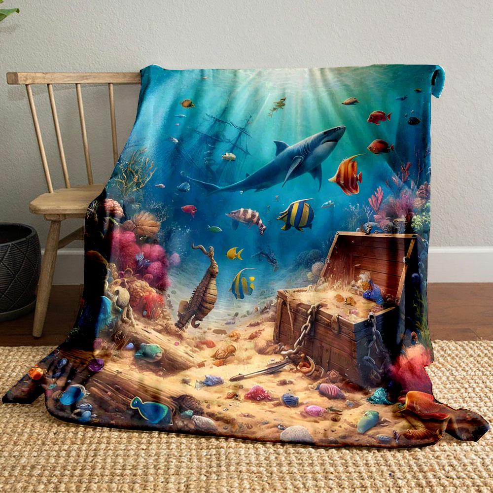 Underwater Treasure Adventure print blanket soft and cozy perfect for the living room bed sofa or a nap,gift