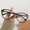 Fashion 2PCS Fashion Ins Stylish Plain Glasses for Women Ladies Cat Eye Optical Spectacle Eyeglasses Unisex Men Retro Anti-blue Glasses