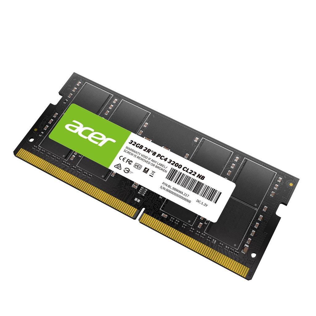 Acer Notebook PC Memory 32GB DDR4 DRAM SODIMM Authorized Distributor Product PC4-25600 (DDR4-3200) SD100-32GB-3200-2R8