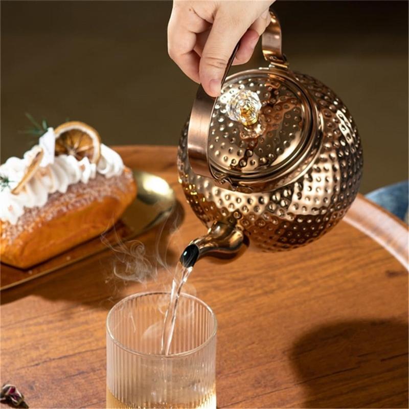 Stainsless Steels Teas Pots with Infuser Water Kettles Round Coffee Teas Pots Stovetop Kettles for Loose and Teas Bag
