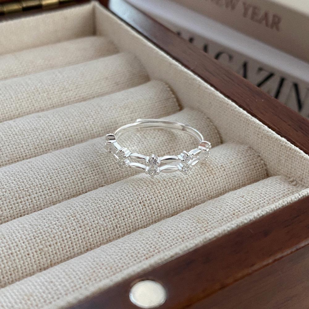 S999 Sterling Silber Zirkon Doppel-Schicht-Ring - Elegant, Vielseitig & Verstellbares Offenes Finger Design für Damen mit Hochwertigem Glanz.