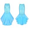 Women Mermaid Role Play Costumes Sequins Tulle Tail Skirts Shiny Princess Skirt Long Mermaid Tail Halloween Party Dress