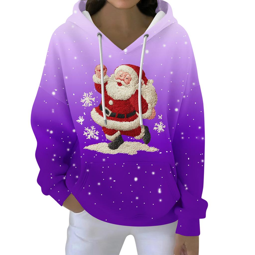 Christmas Hoodies For Women Funny Cute Printed Holiday Sweatshirt Winter Oversized Pullover Tops