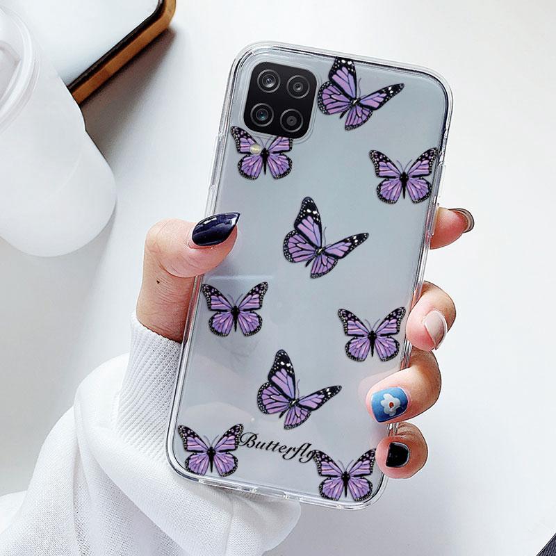 Phone Case For Samsung A12 M12 F12 Floral Silicon Cover For Samsung Galaxy A12 5G Fundas Coque Transparent Soft Capas Flower TPU