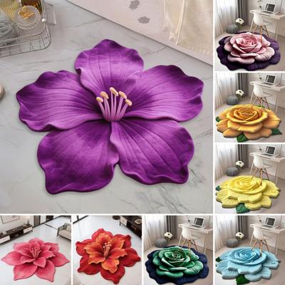 Tapis de sol Motif floral 3D Velours cristal Tapis de bain Tapis de salle de bain Antidérapant à picots Grand Absorbant Séchage rapide