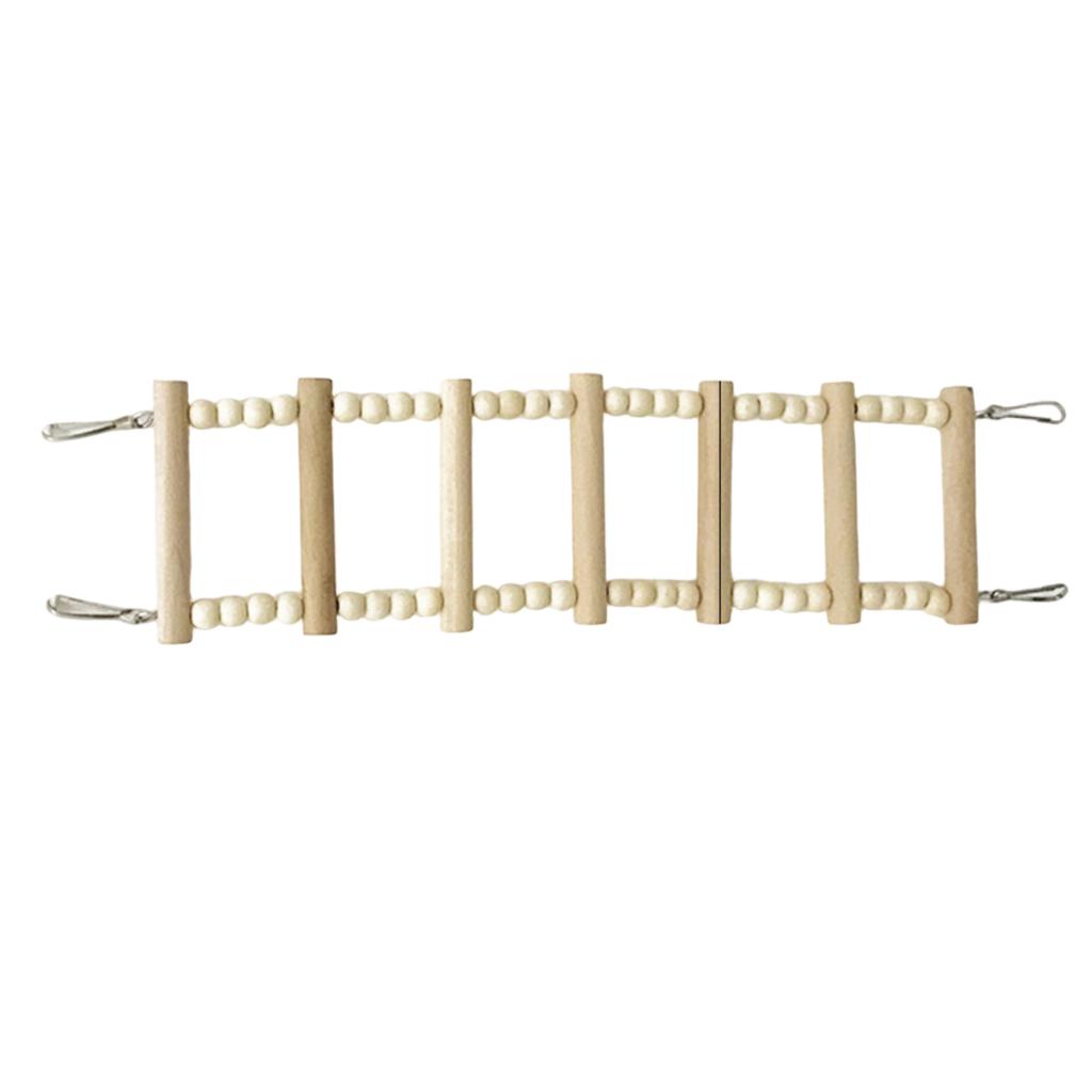 Natural Wooden Bird Ladder Climbing Toy for Small To Medium Birds Parrot Perch Hanging Ladder with Metal Hooks Durable Safe Material