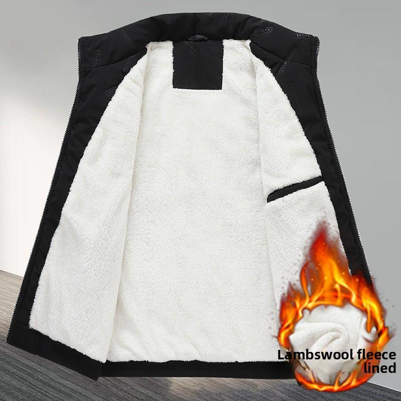 Herren Übergröße Daunen Baumwolle Weste Herbst Winter Warme Weste Fleece Partner Outfit Neu Lässige Ärmellose Jacke