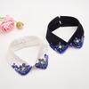 Retro Rhinestone False Collar Neckline Women Lapel Fake Collar Woman Embroidery Removable Detachable Tie Clothing Accessories
