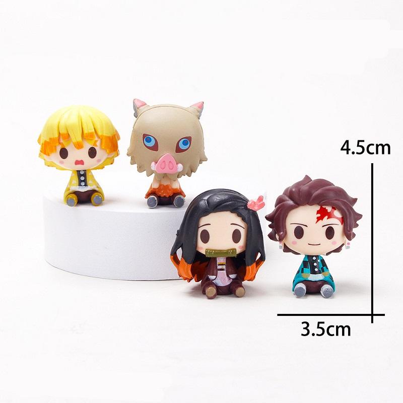 4Pcs/Set Demon Slayer Kamado Tanjirou Nezuko Agatsuma Zenitsu Action Figure Cute Anime Model PVC Statue Collectible Toys Gifts