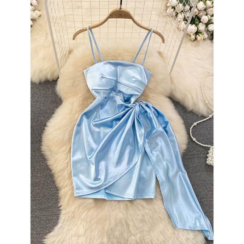 Satin Fashion Irregular Dress Summer Acetic Acid