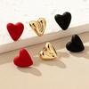 3 Pairs Metal Heart Fashionable and Versatile Earrings for Women, Suitable for Couples Daily Wear, Valentine's Day Earring Sets