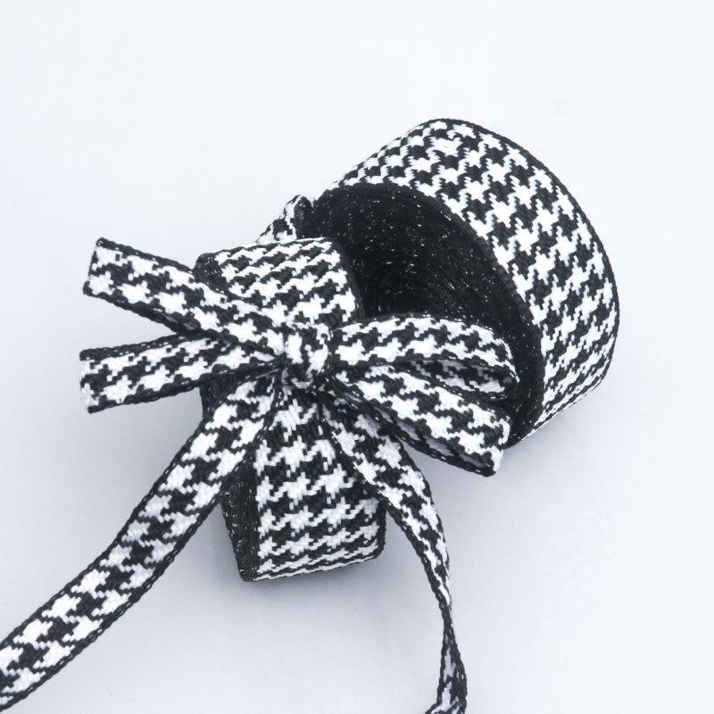 Decorative Embellishments Romantic and Cozy Vintage Flower Gift Box Decoration Thousand Bird Plaid Ribbon DIY Handmade Hair Decoration Bow Ribbon