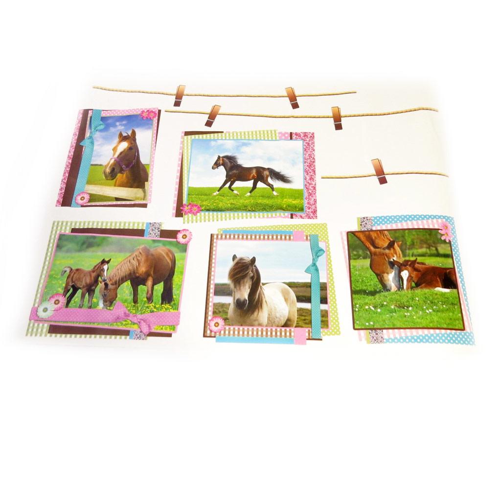 Les Trésors De Lily [L2474] - Planche de stickers 'Passion Chevaux' rose bleu (50x70 cm)