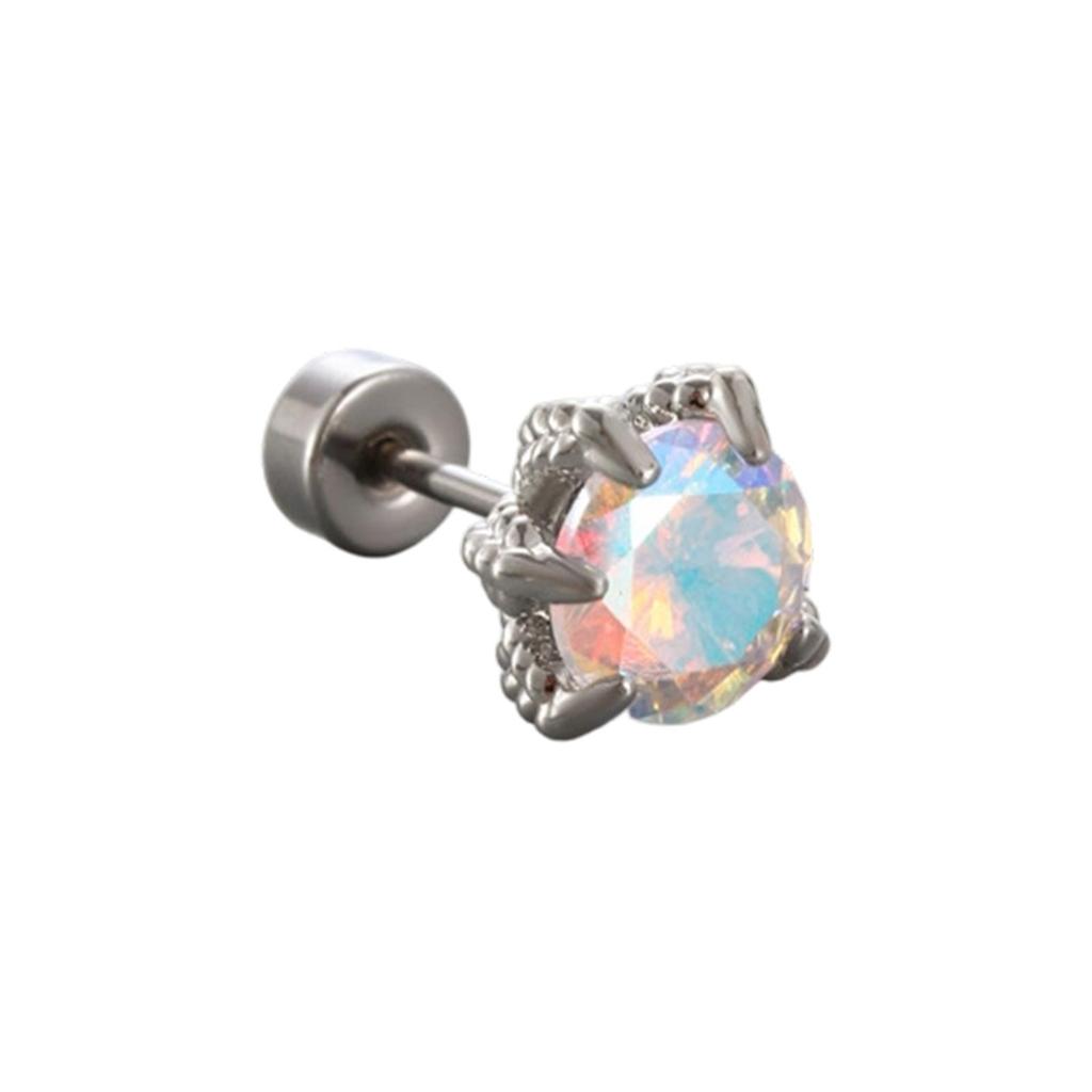 Dragon & Dragon Scale Colorful Light Sea Blue Zircon Couple- Cartilage Ear Studs, Titanium Steel Screw Ear Piercings