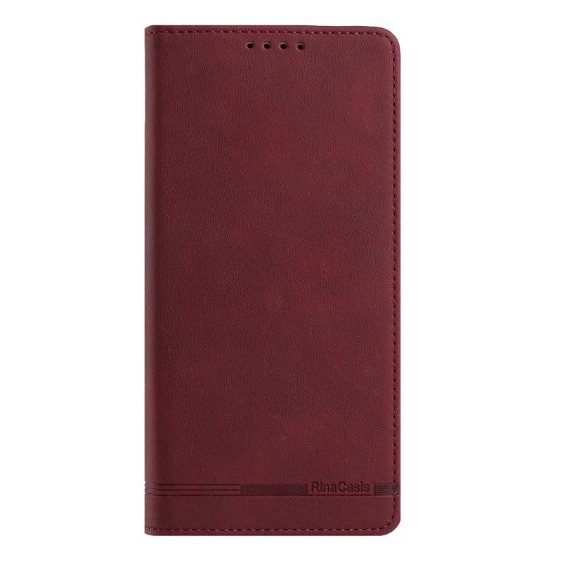 Applicable iPhone 17 pro max Solid Color Strong Magnetic Anti-Skimming Leather Case16E Full protection against falls