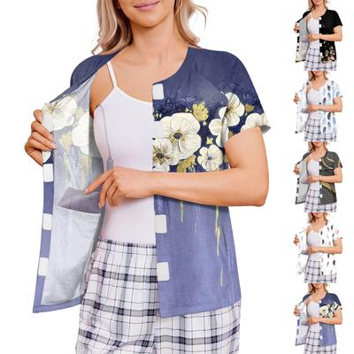 Women's Post-operative Short-sleeved  Color Shirt With Four Pockets