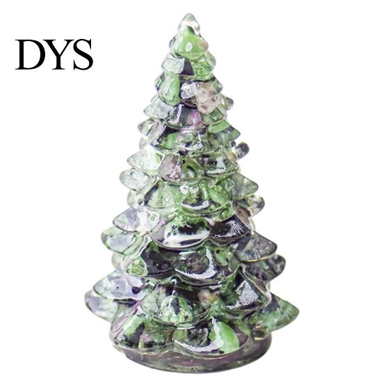 Xmas Tabletop Figurine Resin Christmas Tree Figurine, Crystal Desktop Ornament, Creative Gift Miniature Holiday Decoration for Home Office,