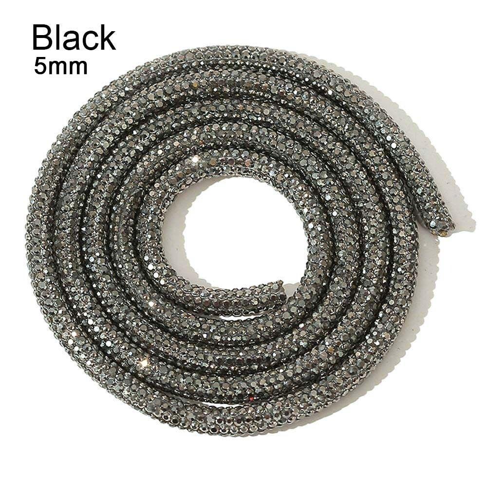 

Bridal Dress Bracelet Shoelace Glass Crystal Cord Full Rhinestone Pipe Rhinestone Rhinestone Rope 5mm-Black