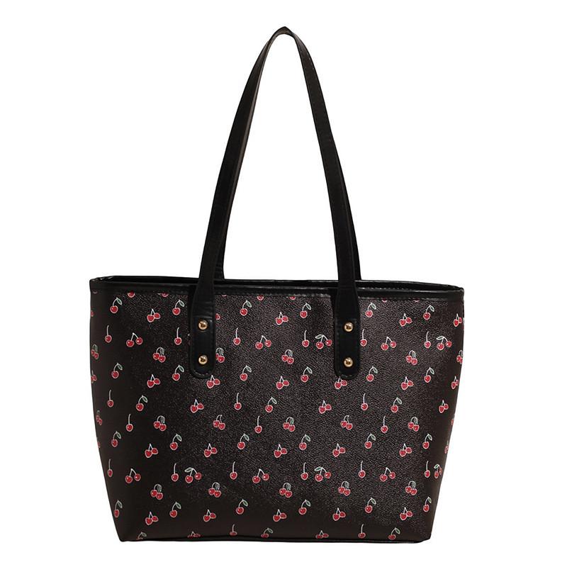 Borsa Carina con Stampa di Ciliegie in Materiale PU per Uso Quotidiano