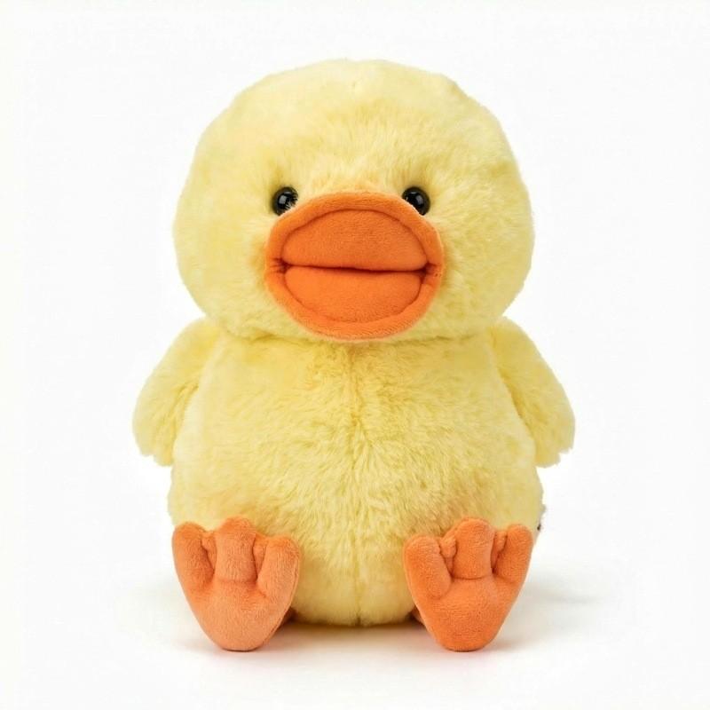 Cute Sitting Yellow Duck Plush Toy With Pp Cotton Filling For Kids And Adults