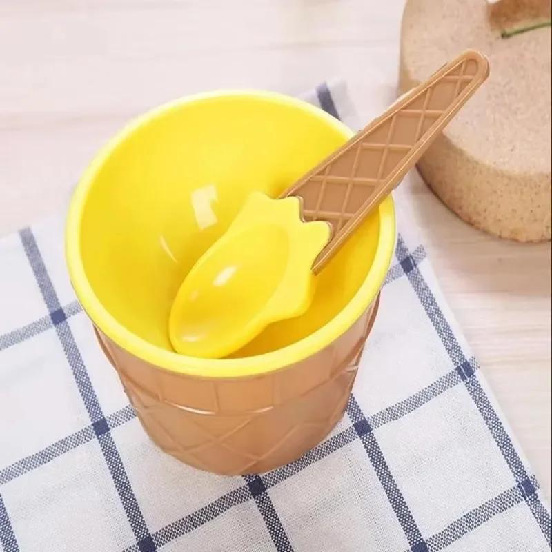 1/7pcs Vibrant Color Ice Cream Bowls with Spoons Dessert Sundae Dishes Set for Birthday Holiday Party Ice Cream Favor Gift Decor
