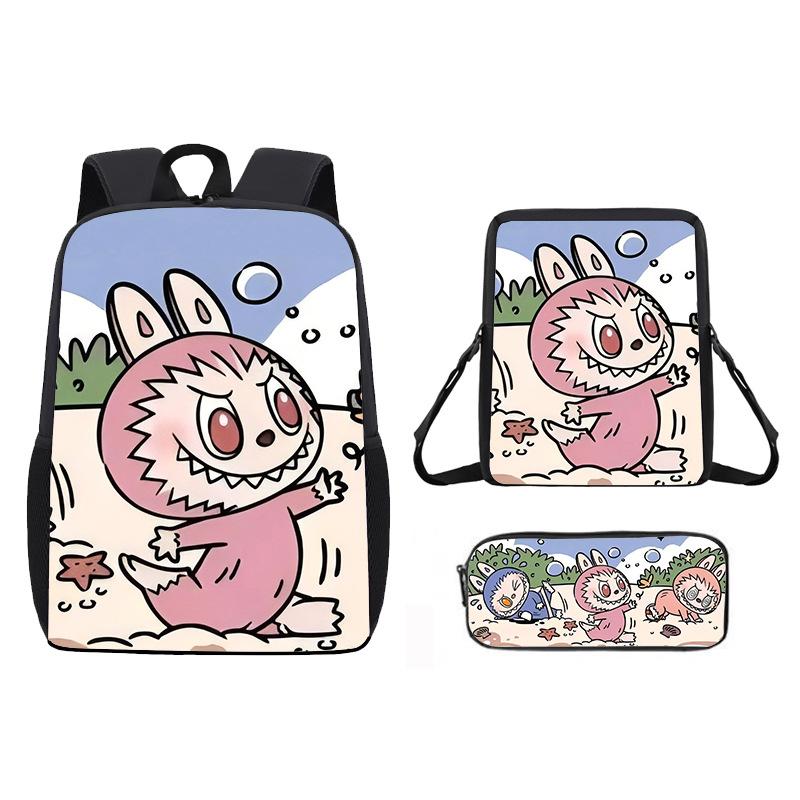 School Bag New Printing Three-piece Set Cartoon Rabbit Student Backpack Satchel Pencil Case Boys and Girls