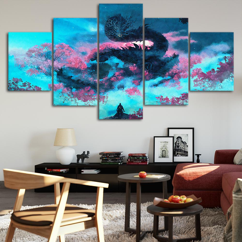 Unframed 5Pcs SEKIRO Shadows Die Twice Games Canvas Posters Wall Art Pictures HD Paintings Home Decor for Living Room Decoration