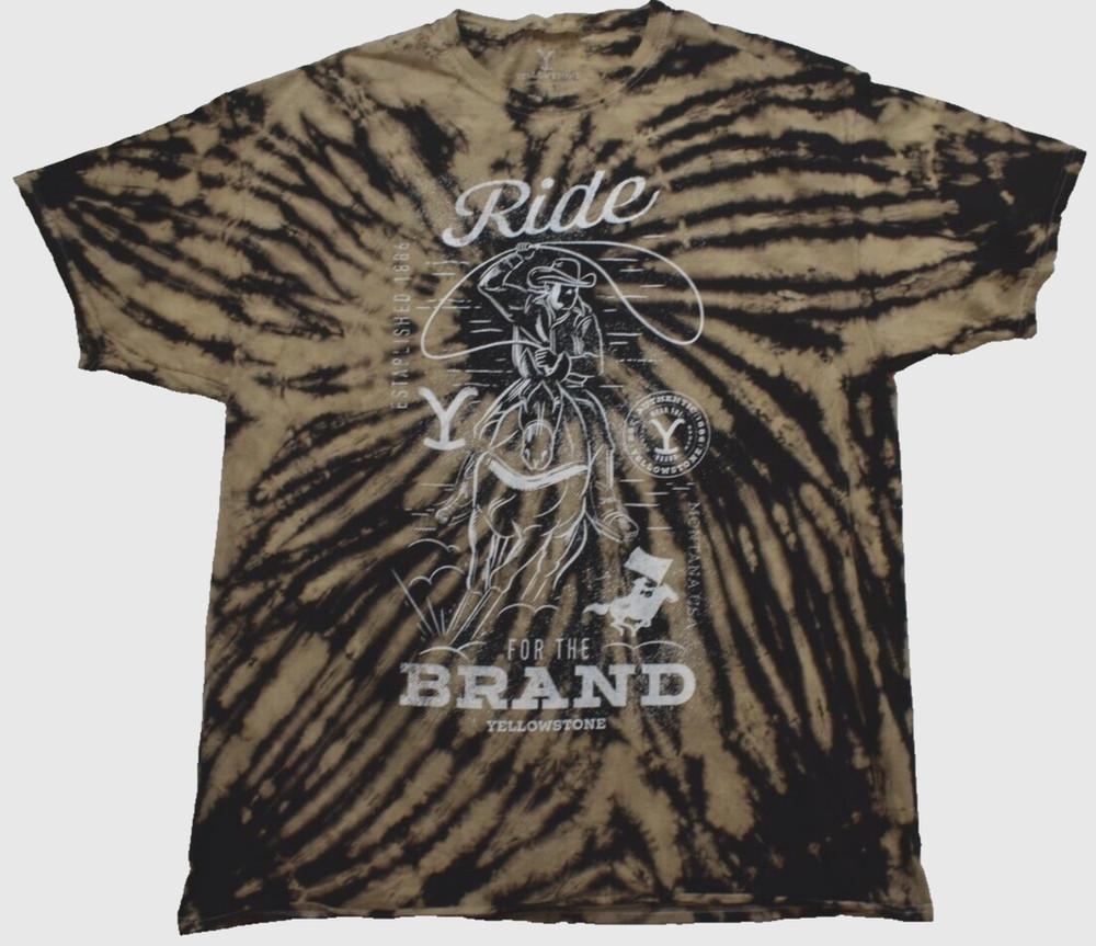 Yellowstone Mens Ride For The Brand Brown Tie Dye Shirt New