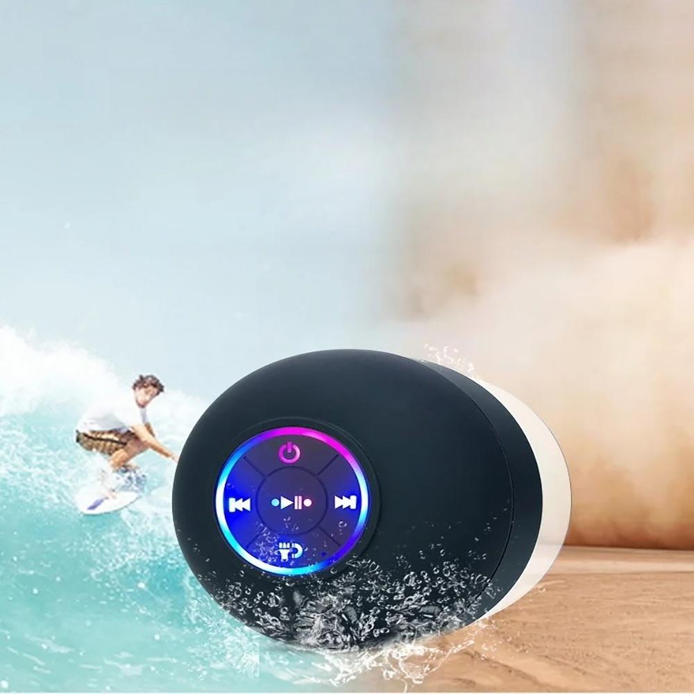 New Bathroom Waterproof Wireless LED Speaker Large Suction Cup Mini Portable Bluetooth Speakers for Home Outdoor Sports Camping