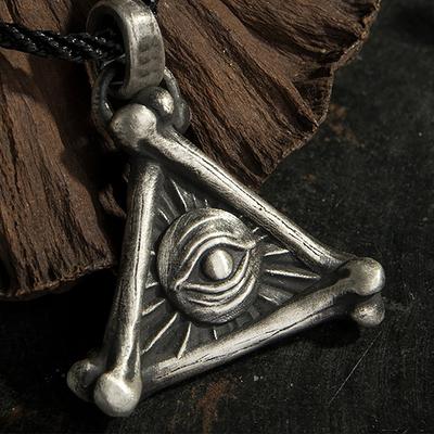 Retro Freemason All Knowing Eye Pendant Necklace for Men, Trendy Hip Hop Punk Accessories