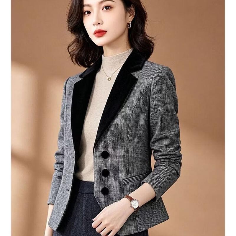 EST+II Women's Elegant Color-Block Lapel Blazer