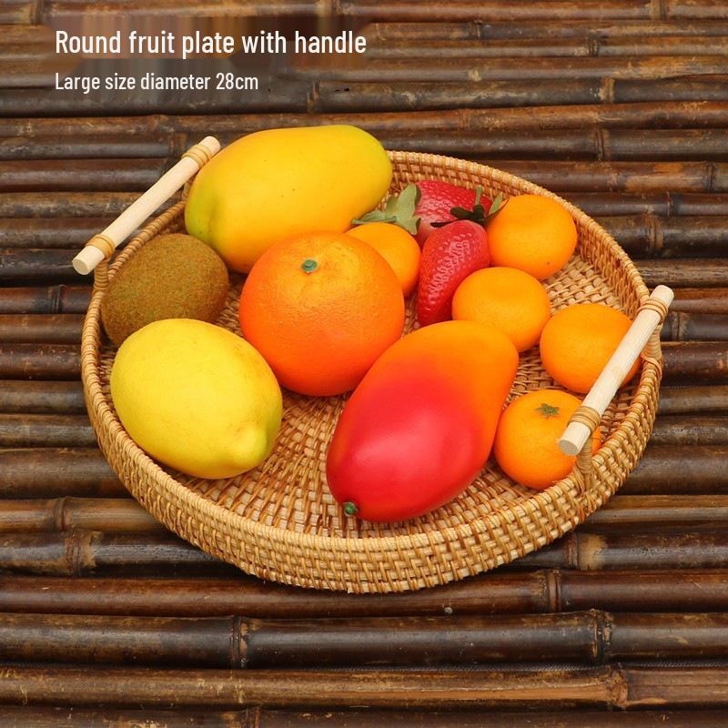 Panier à pain et à fruits en rotin tissé à la main - Plateau en bambou pour rangement et décoration de la maison