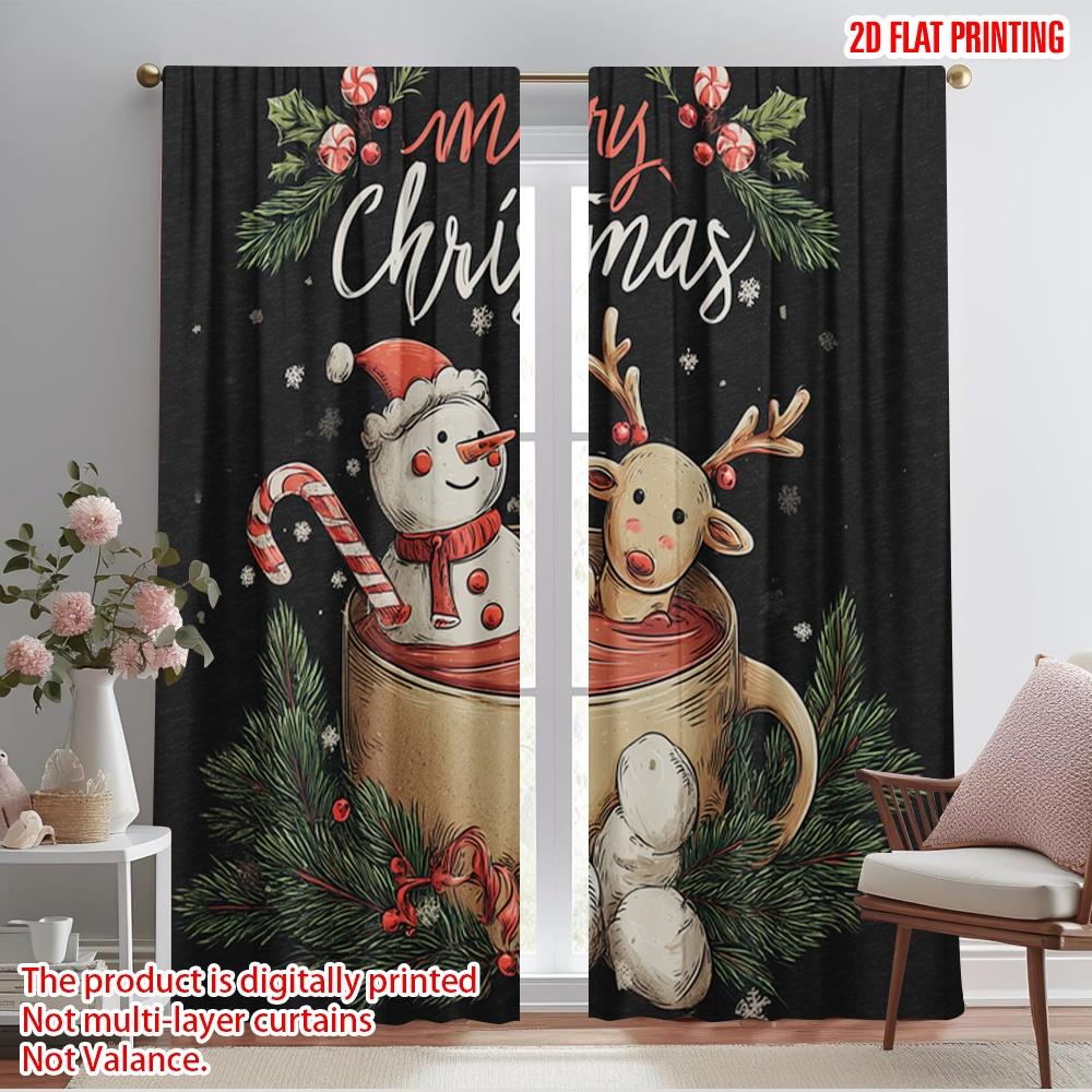 

2pcs,2D plane printing Pattern Curtains Cupcakes Hot Chocolate Versatile 100% Polyester (without rod) Home Decor Ldeal for 52.50×116.00 CM 2pcs