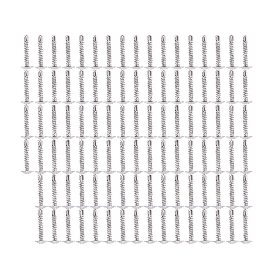 100Pcs Self Drilling Screw M4.2x25 Round Washer Stainless Steel Fastener Accessory Set Kit