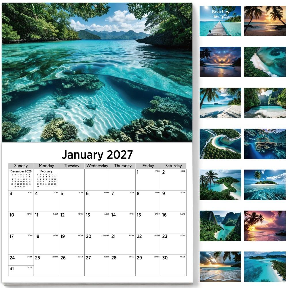 Portable Coil Calendar Thick Paper Monthly Planner Calendar New Year Gift
