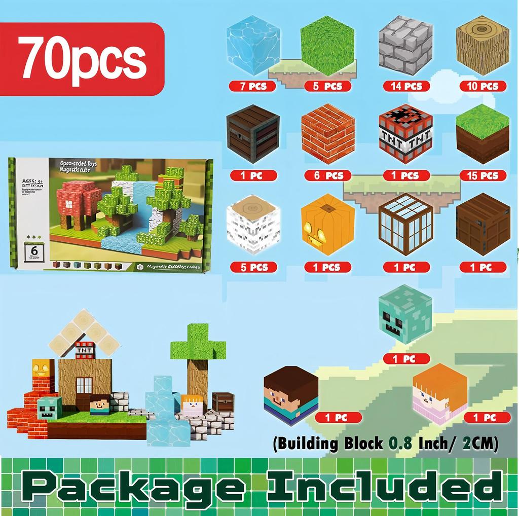 My Magnetic Block World: Primeval Forest Series Educational Building Cubes for Children