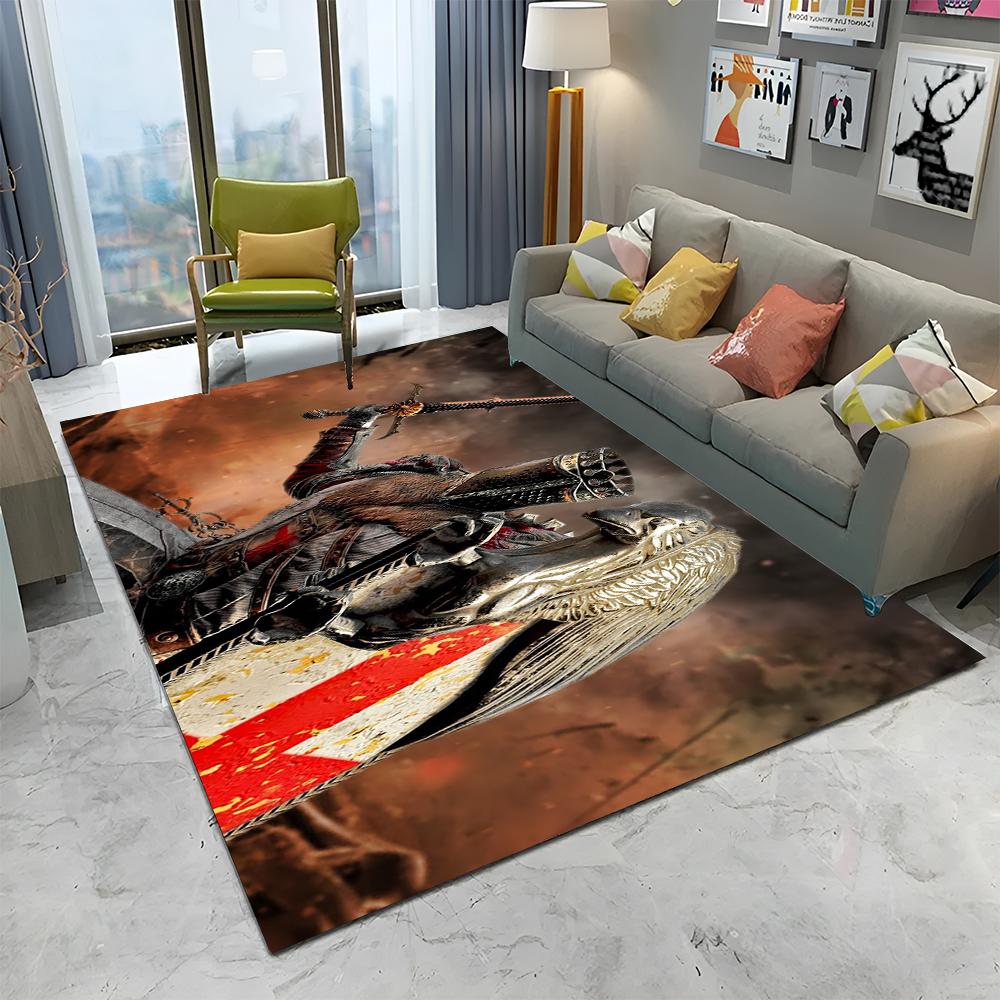 Rycerz Templariusz Krzyżowiec Gry Dywanik do Domu Salonu Sypialni Sofy Wycieraczka Dekoracja, Dywanik Obszarowy Antypoślizgowa Mata Podłogowa