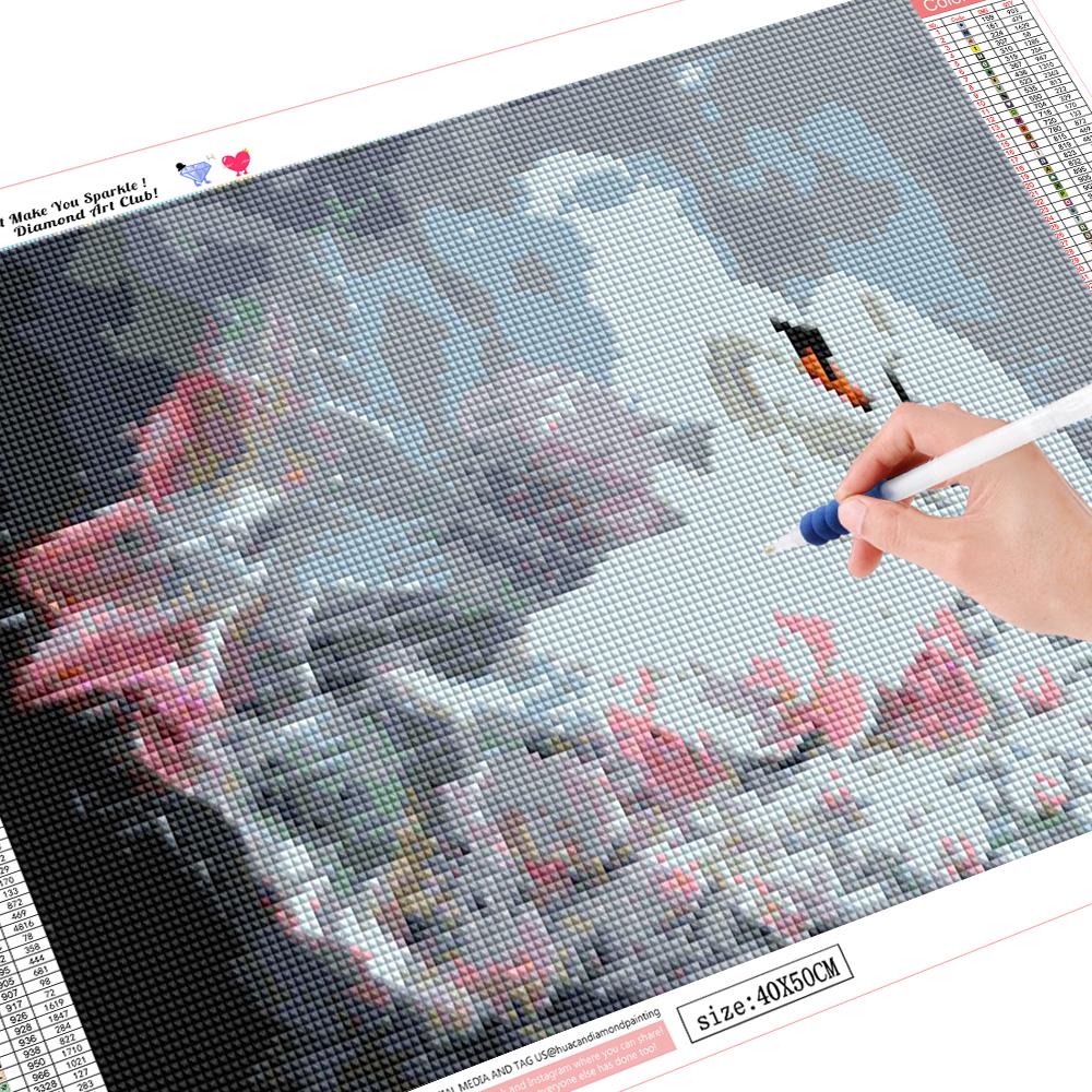 HUACAN 5D DIY Полный дрель Алмазная картина Лебедь Вышивка крестом Мозаика Набор 30*40 cm