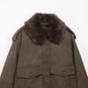  Autumn new women's fashionable suede leather effect with a detachable collar jacket