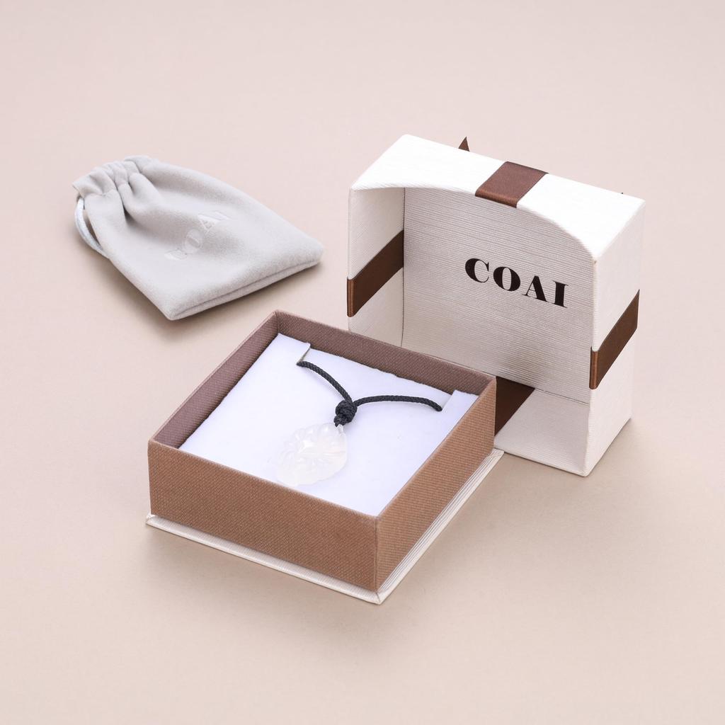 Biały Agat Lis Amulet Unisex [Koai] Naszyjnik Dziewięcioogoniasty,