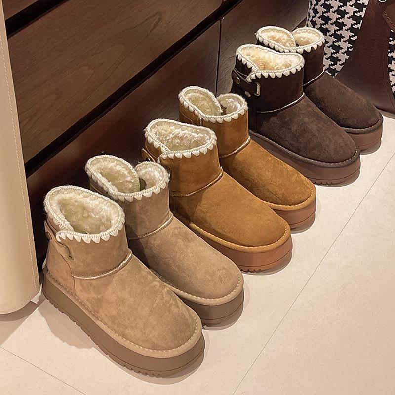 [Fanfna] thick-soled snow boots women's 2025 winter new women's short boots piled and thickened warm Northeast cotton shoes