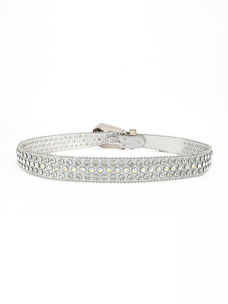 2025 Versatile Rhinestone Leather Belt with Sequin Decor for Men and Women