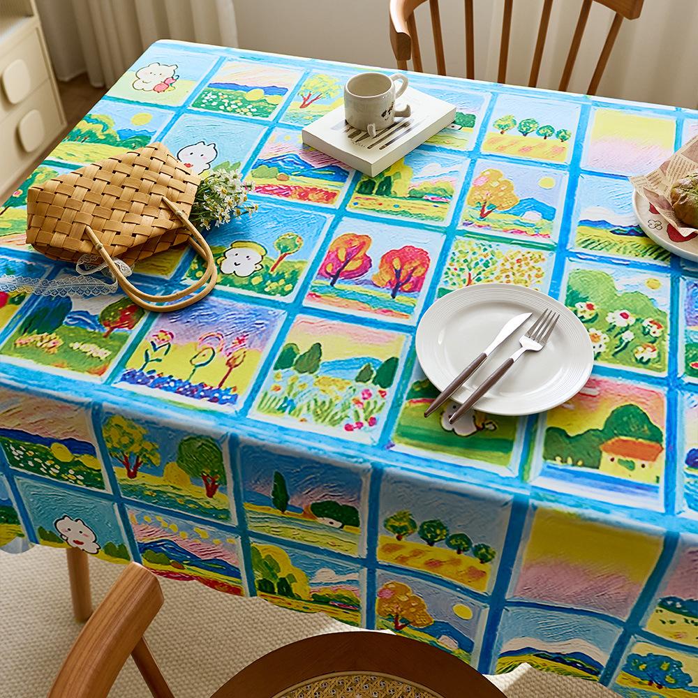 Dopamine Table Cloth Waterproof Tablecloth Light Luxury High-End Cover Cloth Coffee Table Tablecloth