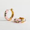 Orecchini a Cerchio Piccoli Floreali Colorati Vintage Fiori e Piante in Metallo Smaltato Cerchio Huggie Hoops Gioielli Trendy da Donna Regalo