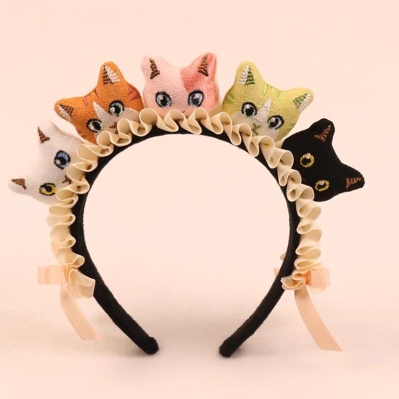 Cute Creative Cats Hairband Face Wash Hairband Cartoon Hair Accessories for Dressing Up Party Cosplay Halloween Costume