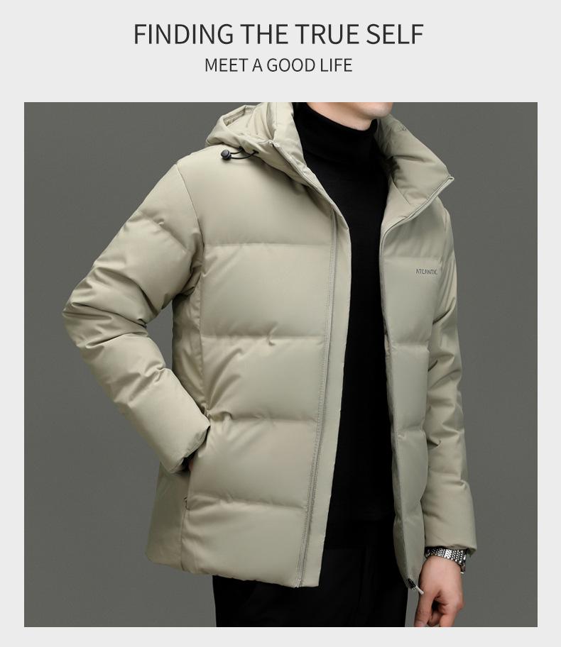 Men's Gradient Color Hooded Down Jacket - Winter Casual, Warm, Thickened Outerwear for All Ages