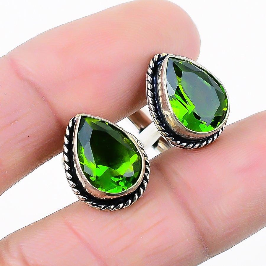 

Ювелирные запонки ручной работы из стерлингового серебра 925 пробы с натуральным драгоценным камнем перидот K5s36